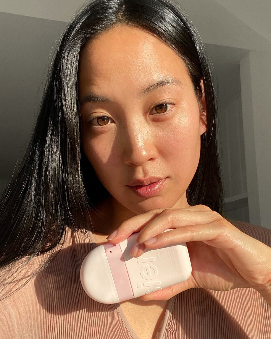 angela holding hand cream